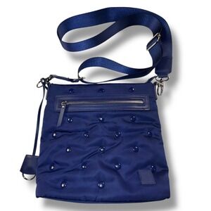 IHKWIP Luxe Dot Crossbody Bag Navy Blue Puffer Style Adjustable Strap RFID